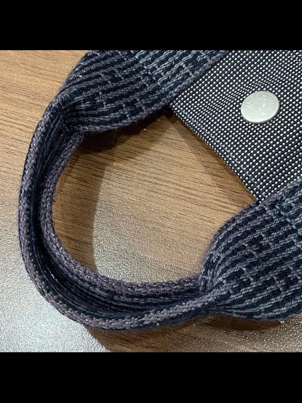 Hermes Navy Gray Canvas Messenger Tote
